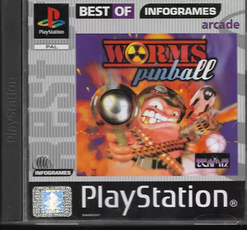 Worms Pinball (PS1) W/Manual, Boxed, Best Of Infogrames