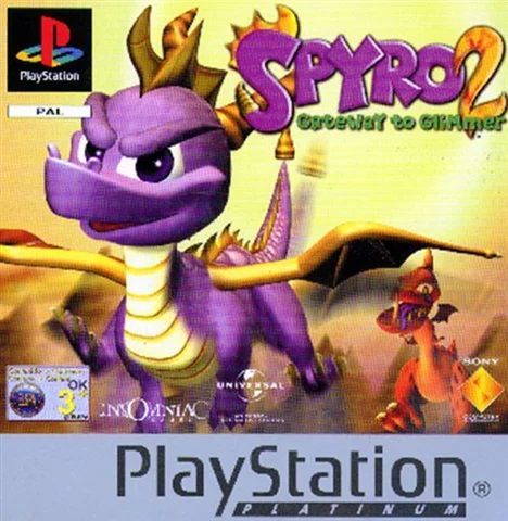 Spyro 2: Gateway to Glimmer (PS1) W/O Manual, Boxed Platinum Edition